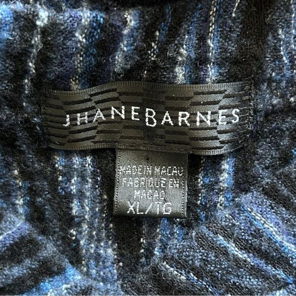 Vintage Jhane Barnes Abstract Textured V Neck Wool Blend Grandpa Sweater Size XL - Picture 6 of 7